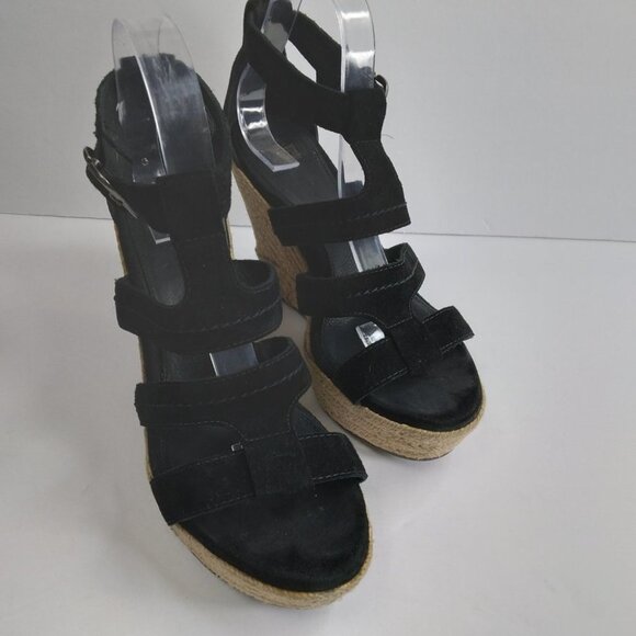 UGG LAURI 1000403 Black Suede Wedges Platform size 9 - Picture 2 of 14